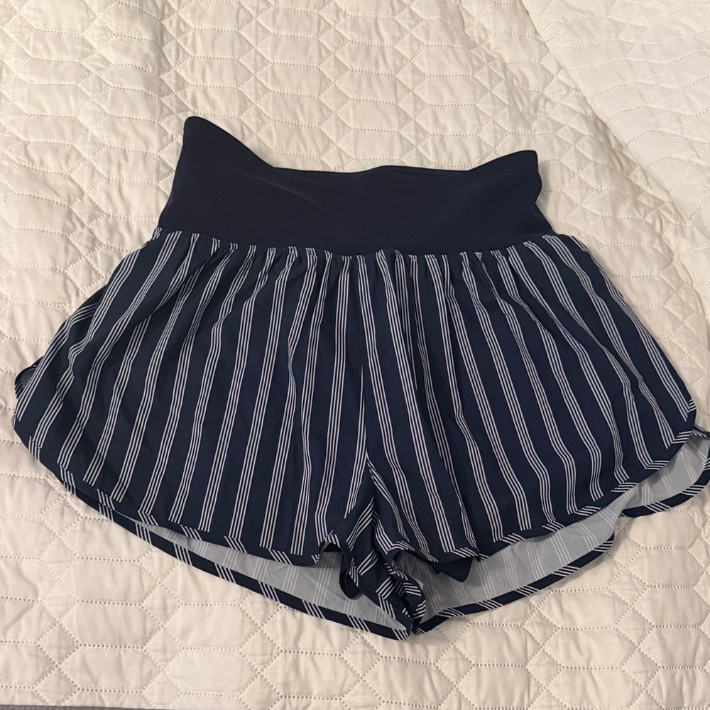 Wilson Navy and White Striped High Waist Shorts